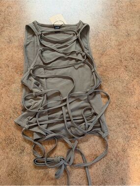 SHEIN Taupe Strappy Cutout Tank